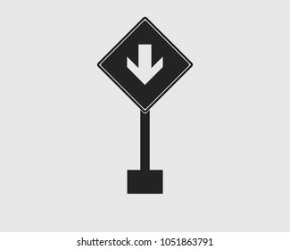 Rectangular One way street sign icon on gray Background.