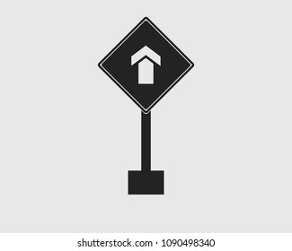 Rectangular One way street sign icon on gray Background.