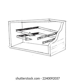 rectangular open box with arrows flowing inside multi air flow container thick insulation vector illustration eps