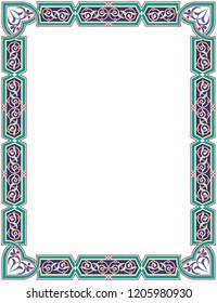 rectangular ornament, frame in oriental style on a white background 2
