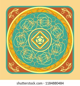 Rectangular ornament in vintage style. Mandala. Vector illustration