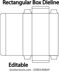 Rectangular packaging box die-cut template vector design, die-cut template for rectangular packaging box layout, box packaging die line template for custom design.