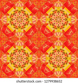 Rectangular pattern for your business design. Geometric background in Origami style with gradient. Red, yellow and orange vector polygonal illustration, which consist of rectangles.