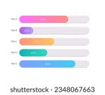 Rectangular percentage infographic chart design template. Five units with different levels. Infochart with horizontal bar graphs. Visual data presentation. Myriad Pro-Bold, Regular fonts used