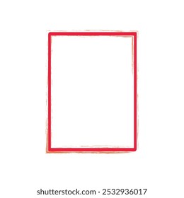 a rectangular picture frame with a bold red color. The frame has an inner solid red border