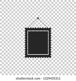 Rectangular picture frame hanging on the wall icon isolated on transparent background. Flat design. Vector Illustration