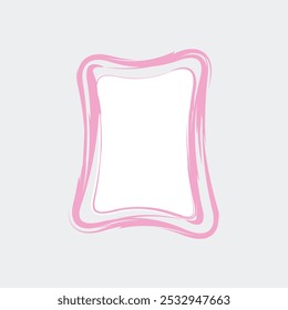 a rectangular picture frame with a soft pink color. The frame has a wavy, irregular shape, giving it a playful and artistic look.