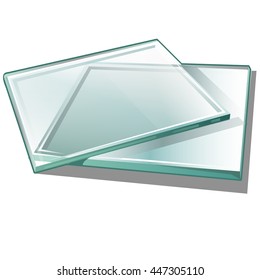 A rectangular piece of tempered glass isolated on a white background. Vector illustration.