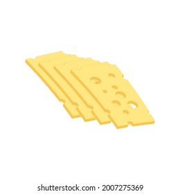 Rectangular pieces of cheese on a white background. A vector image.