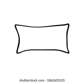 Rectangular pillow isolated on a white background. Vector hand-drawn illustration in Doodle style.