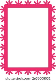Rectangular pink mexican frame with floral silhouette. Mexican fiesta - festive frame, social media story. Design element for banner, poster. Isolated vector illustration.