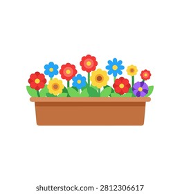 Rectangular planter box with assorted colorful flowers colorful illustration container gardening botanical