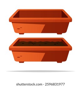 Rectangular planter pot vector isolated illustration