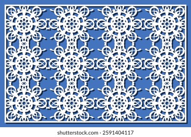 Rectangular plate with ornament. Template for cutting on wood, paper, cardboard, plastic or metal. Stencil for drawing, engraving, laser, burning. Vector illustration.