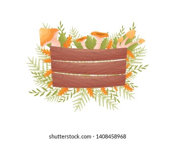 Rectangular plate without inscription from the boards. Vector illustration on white background.