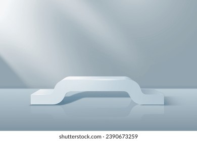 A rectangular podium against a gray wall illuminated by the glare of the sun. Vector illustration.