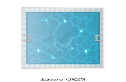 Rectangular pool top view isolated on white background. Vector illustration.