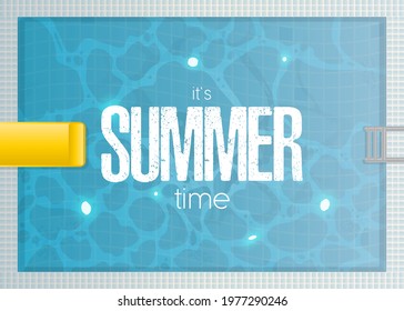 Rectangular pool top view. Summer banner. Vector illustration.