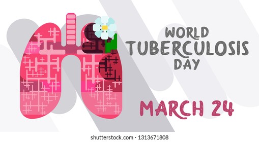 rectangular poster for tuberculosis day on bright on bright with chamomile
