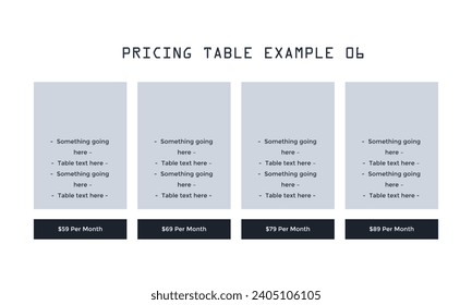 Tablas de precios rectangulares o tarjetas con lista de opciones incluidas. Planes de suscripción ligeros, básicos y empresariales a elegir. Plantilla moderna de diseño infográfico. Ilustración vectorial para el sitio web.