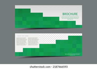 Rectangular Printable Flyer. Green Template Vector Flyer Mosaic Abstract.