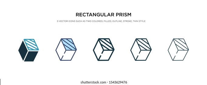 rectangular prism icon in different style vector illustration. two colored and black rectangular prism vector icons designed in filled, outline, line and stroke style can be used for web, mobile, ui