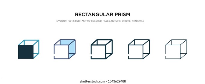 rectangular prism volume icon in different style vector illustration. two colored and black rectangular prism volume vector icons designed in filled, outline, line and stroke style can be used for