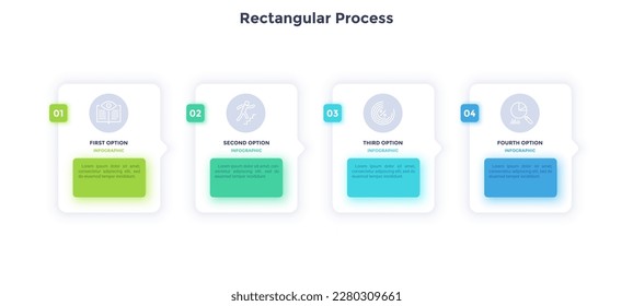 Rectangular process for corporate career promotion infographic template chart design. Personal development tips infochart with thin line icons. Instructional graphics with 4 steps for banners