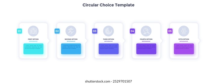 Processo retangular para promoção de carreira corporativa infográfico modelo gráfico design. Infográfico de dicas de desenvolvimento pessoal com ícones de linha fina. Gráficos de instrução com 5 etapas para banners