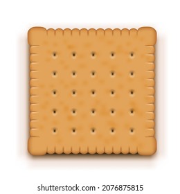 Rectangular Realistic Butter Biscuit With Shadow. Top view. EPS10 Vector