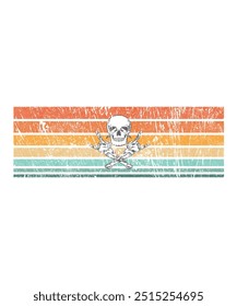 a rectangular retro vintage vector design with a skull head
