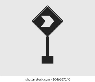 Rectangular Right  Arrow Sign icon of Highway on gray Background.