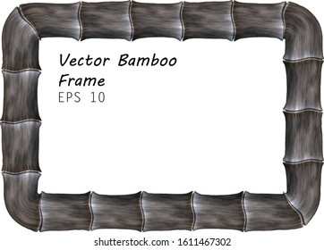 Rectangular Rotund Bamboo Frame -  Realistic Vector Banner Isolated on White Background