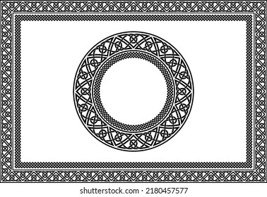 Rectangular and round black frames. Celtic style. Pattern brushes with corner elements included in EPS file. 