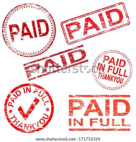 Rectangular and round Paid rubber stamp vectors 
