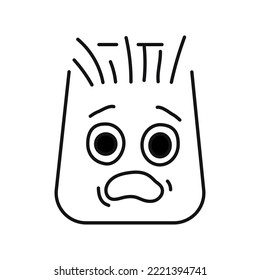 Rectangular scared character black line icon. Mascot of emotions. Pictogram for web page, mobile app, promo.