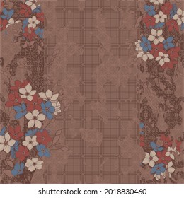 rectangular scarf printing floral pattern