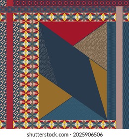 rectangular scarf printing geometric  pattern