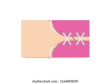 Rectangular scheme of tying shoe laces on footwear flat style, vector illustration isolated on white background. Realistic crossed white threads, clothing element