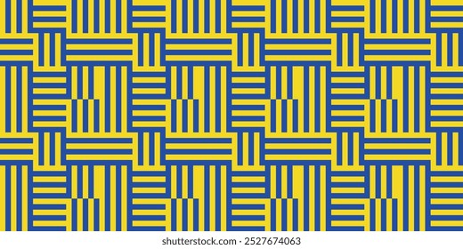 Rectangular seamless geometric pattern combination of blue and yellow colors. Perfect for printing, design backgrounds, wallpaper and tiles, gift wrapping