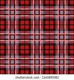 Rectangular seamless vector pattern as a tartan plaid in red hues