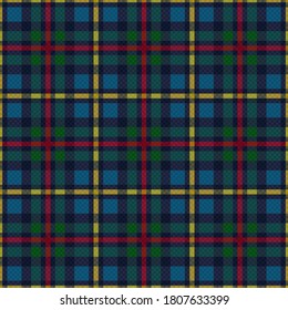 Rectangular seamless vector pattern as a tartan plaid in blue, green, yellow and red hues, texture for flannel shirt, plaid, tablecloths, clothes, blankets and other textile