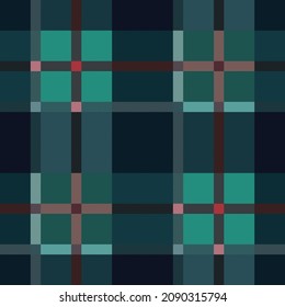 Rectangular seamless vector pattern as a tartan plaid mainly in blue, turquoise and brown hues with diagonal lines, texture for flannel shirt, plaid, tablecloths, clothes, blankets and other textile