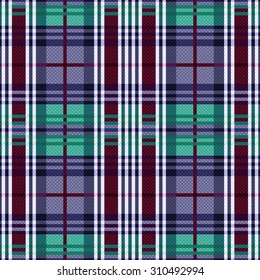 Rectangular seamless vector pattern as a tartan plaid mainly in cool hues