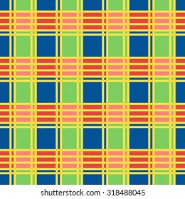 Rectangular seamless vector pattern as a tartan plaid mainly in motley trendy colors