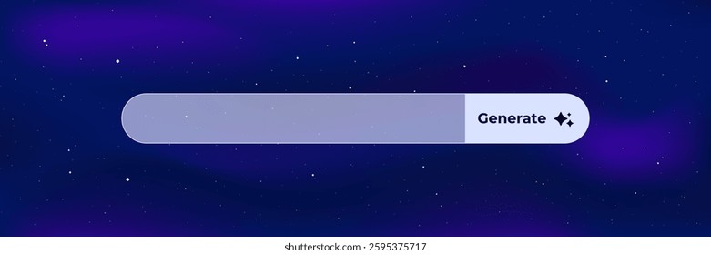 A rectangular search bar featuring a circular button icon for user input on a night sky theme.