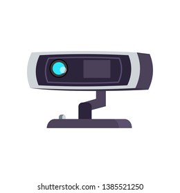 Rectangular security camera. Webcam on stand. Can be used for topics like safety, surveillance, guard