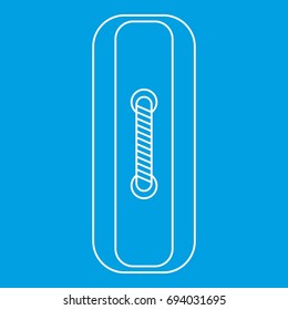Rectangular sewing button icon blue outline style isolated vector illustration. Thin line sign