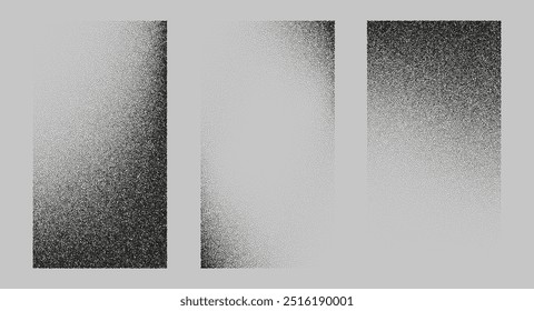 Sombras rectangulares desde diferentes ángulos. Fondo de grano de ruido, gradiente de puntos de puntillismo o patrón de puntos, efecto punteado de Vector. Ruido de grano de semitono o textura granulada o ruido de grano de punto.