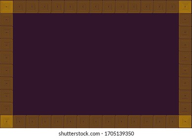 Rectangular shape background and frame with golden yellow meander pattern concept.